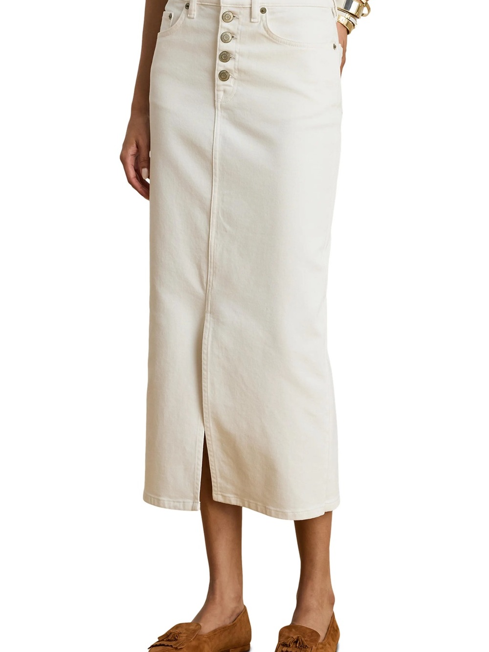 🤍 Off-White Midi Denim Skirt – H&M